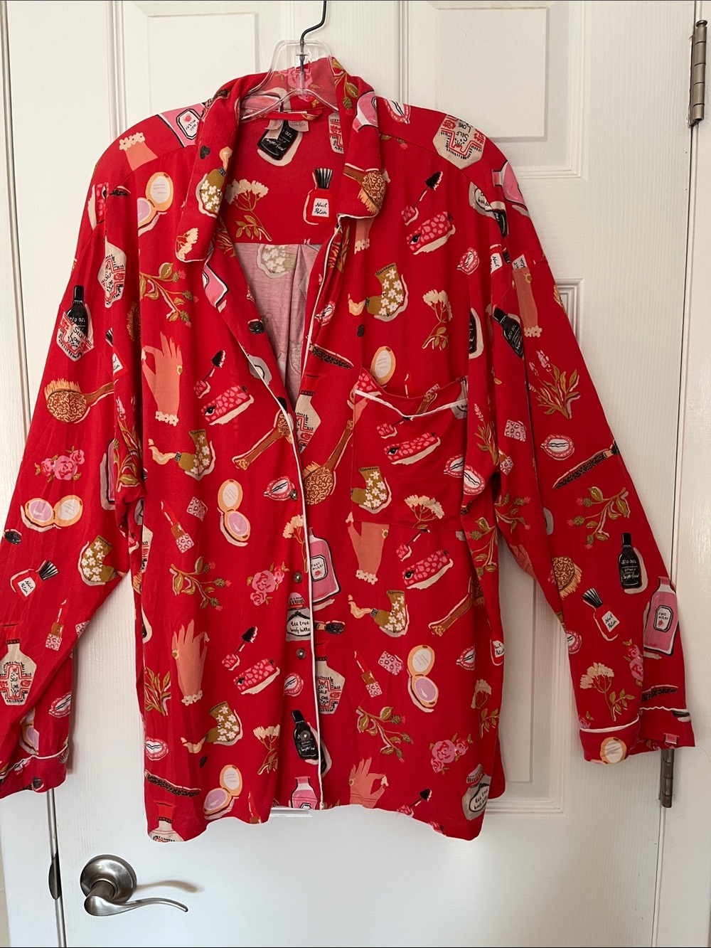 LyreBird Anthropologie Moda Luxe pajama top button up long sleeve Berry XL